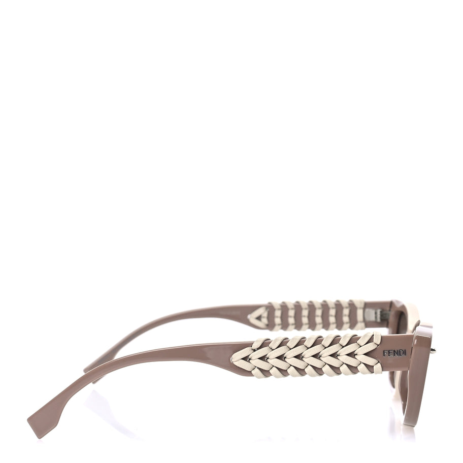 Fendi Acetate Interlace Cat Eye Sunglasses FE40171I Brown Ivory Image 4