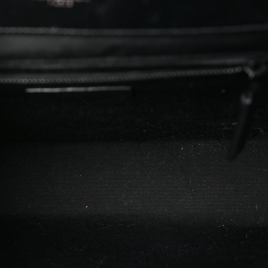 Saint Laurent Grain De Poudre Textured Mixed Matelasse Large Triquilt Monogram Monochrome Satchel Black Image 4