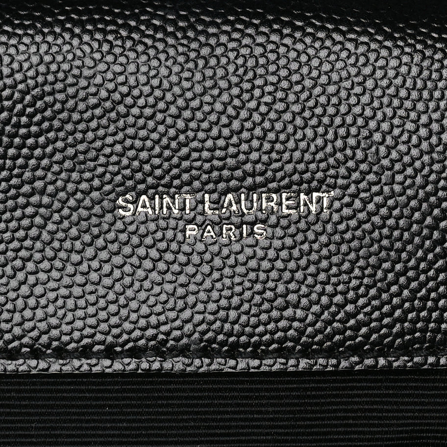 Saint Laurent Grain De Poudre Textured Mixed Matelasse Large Triquilt Monogram Monochrome Satchel Black Image 5