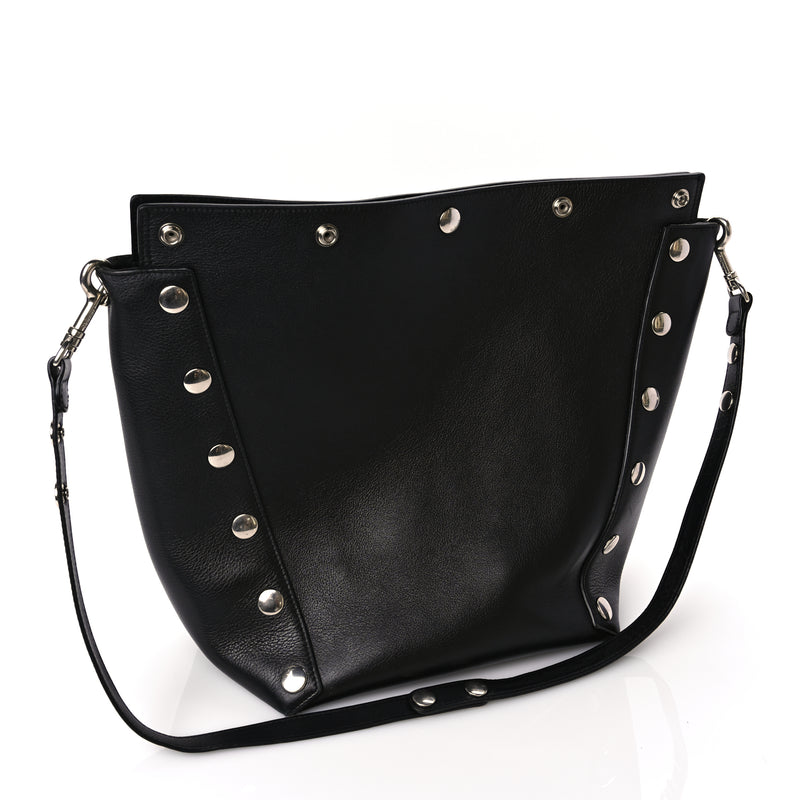  Mulberry Calfskin Studded Camden Bucket Black