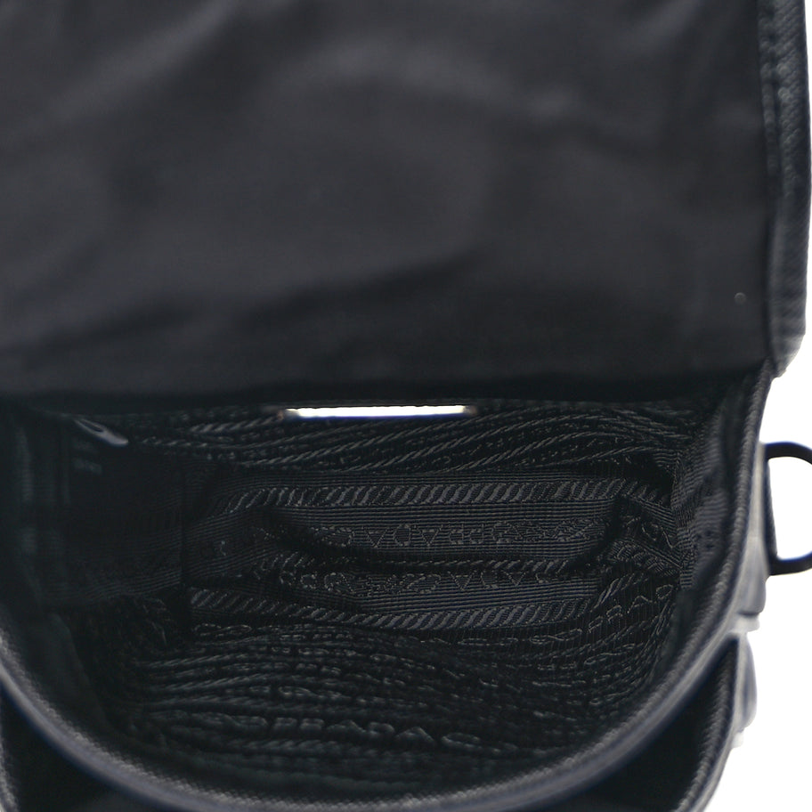 Prada Re-Nylon Saffiano Mini Pocket Single Snap Buckle Messenger Bag Black Image 4