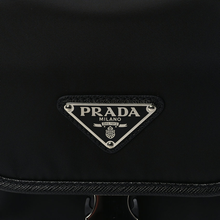 Prada Re-Nylon Saffiano Mini Pocket Single Snap Buckle Messenger Bag Black Image 6
