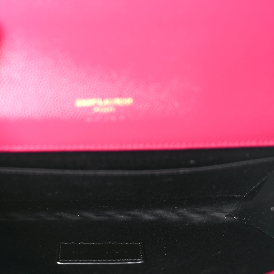 Saint Laurent Grain De Poudre Matelasse Chevron Monogram Envelope Clutch Fuchsia Fuchsia Image 5