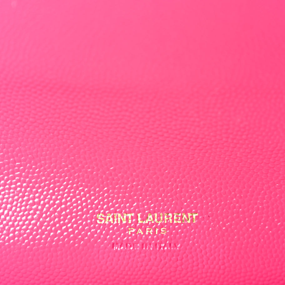 Saint Laurent Grain De Poudre Matelasse Chevron Monogram Envelope Clutch Fuchsia Fuchsia Image 6
