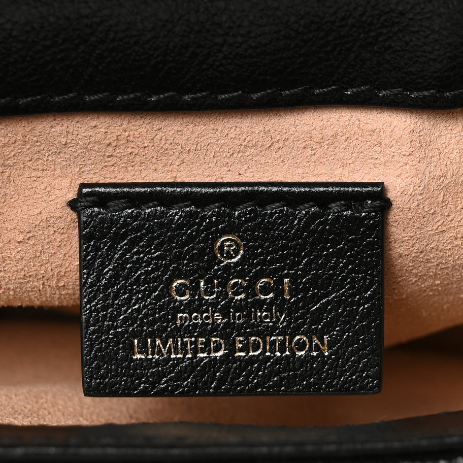 Gucci Azalea Calfskin Enamel Matelasse Diagonal Super Mini Torchon GG Marmont Shoulder Bag Butter Dusty Azure Black Electric Blue Image 5