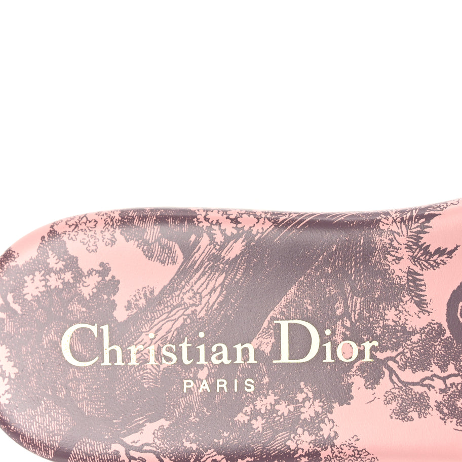 Christian Dior Canvas Toile De Jouy Embroidered Dway Flat Slide Sandals 35.5 Chateau Rose Image 5