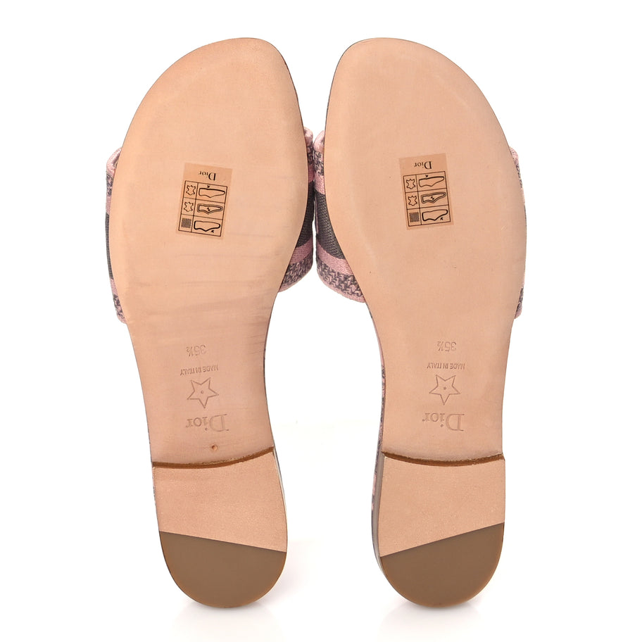 Christian Dior Canvas Toile De Jouy Embroidered Dway Flat Slide Sandals 35.5 Chateau Rose Image 8