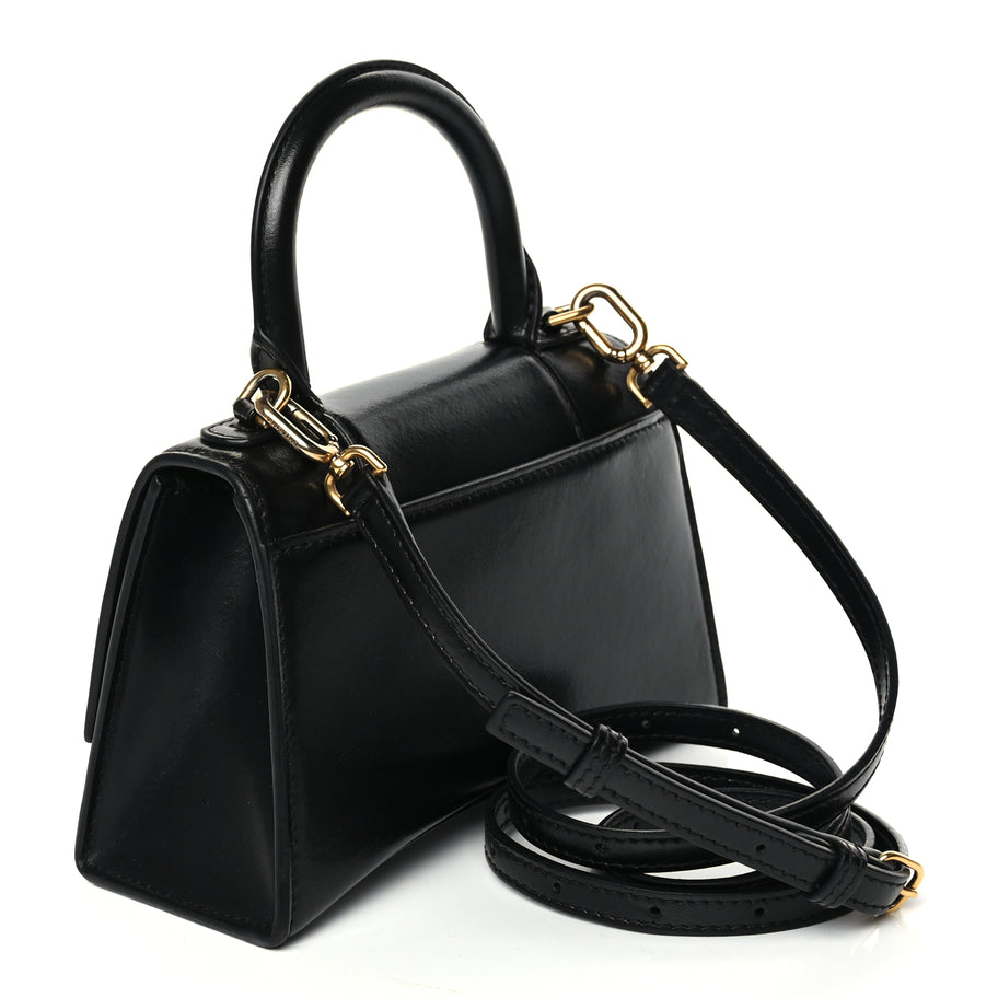 Balenciaga Shiny Box Calfskin Hourglass Top Handle Bag XS Black Image 2