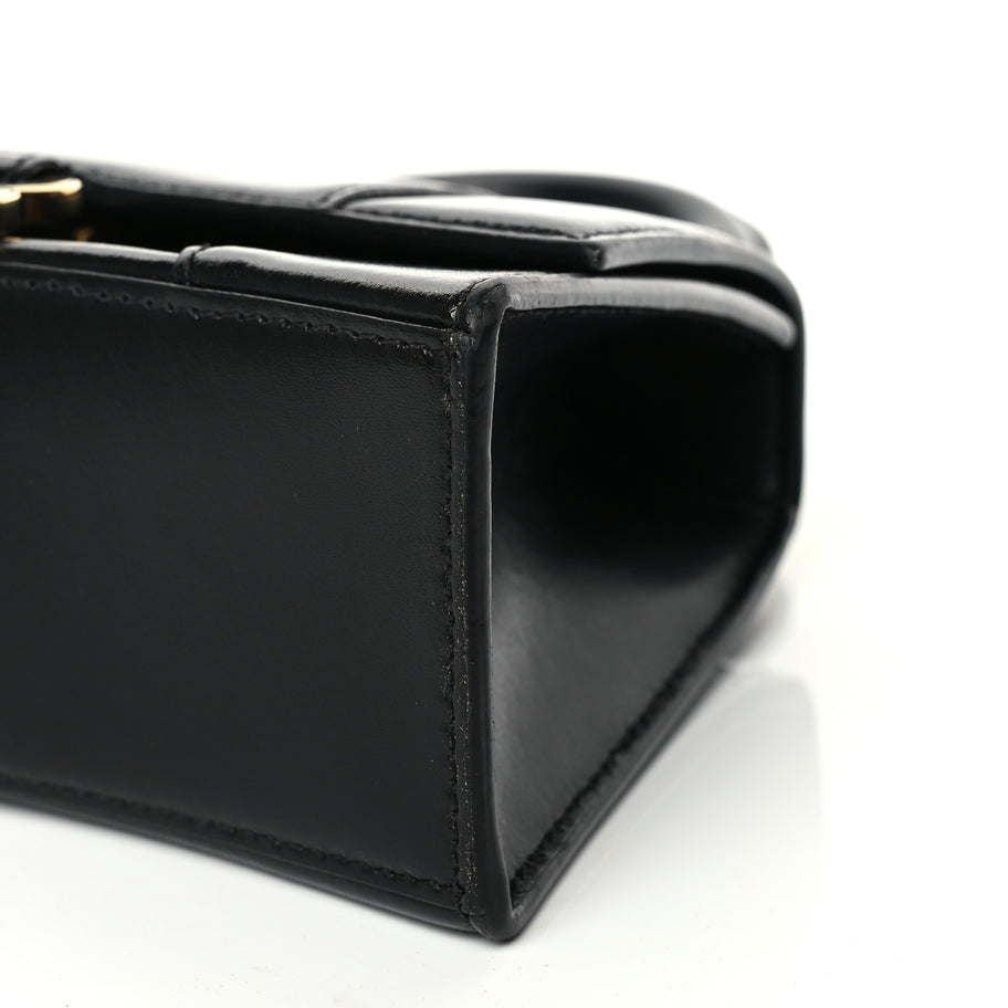 Balenciaga Shiny Box Calfskin Hourglass Top Handle Bag XS Black Image 8