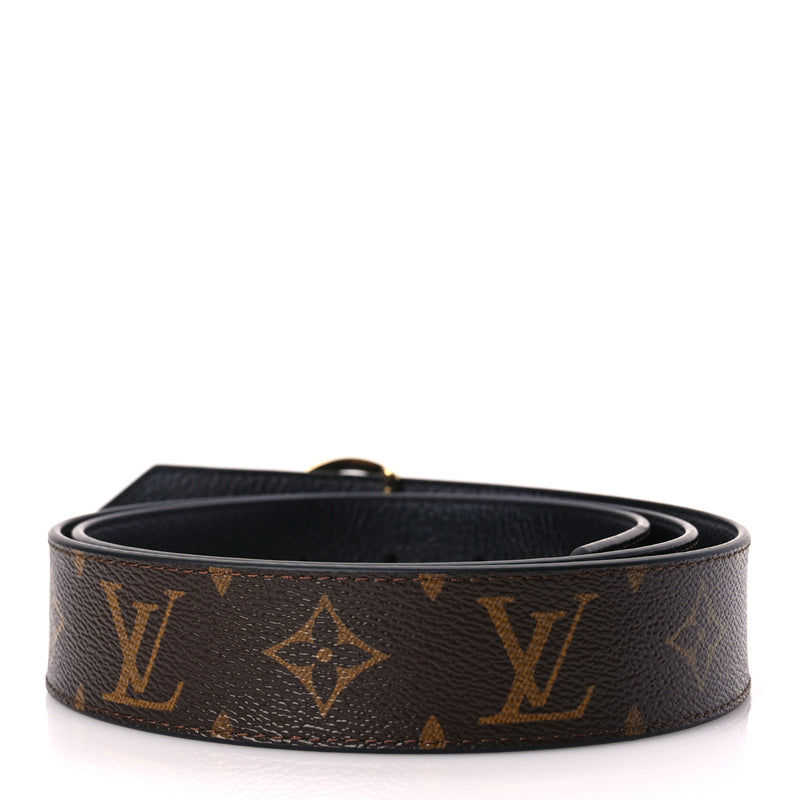 Louis Vuitton Monogram Calfskin 35mm LV Circle Reversible Belt Black
