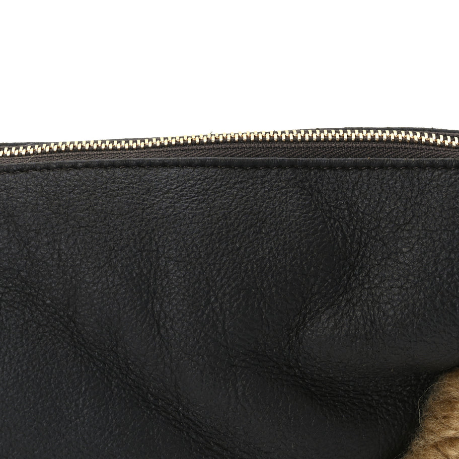 Burberry Shearling Small Shield Sling Bag Black Image 7