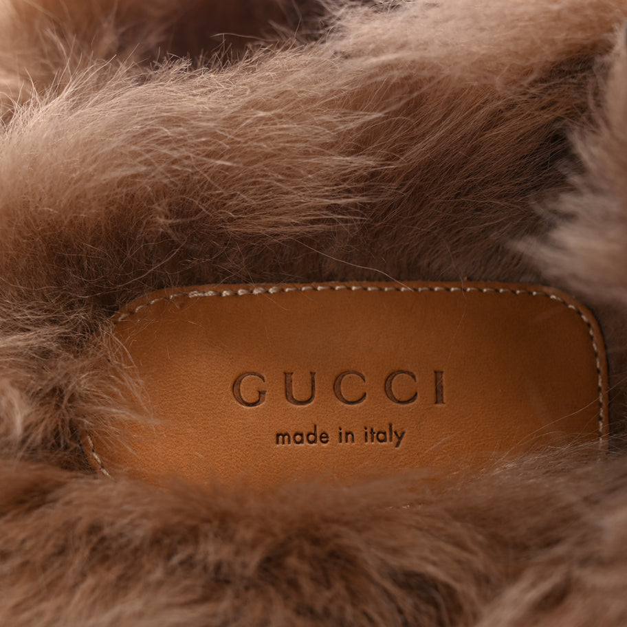 Gucci Goatskin Fur Bee Star Embroidered Womens Princetown Slippers 37 Image 7