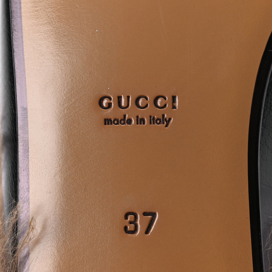 Gucci Goatskin Fur Bee Star Embroidered Womens Princetown Slippers 37 Image 8