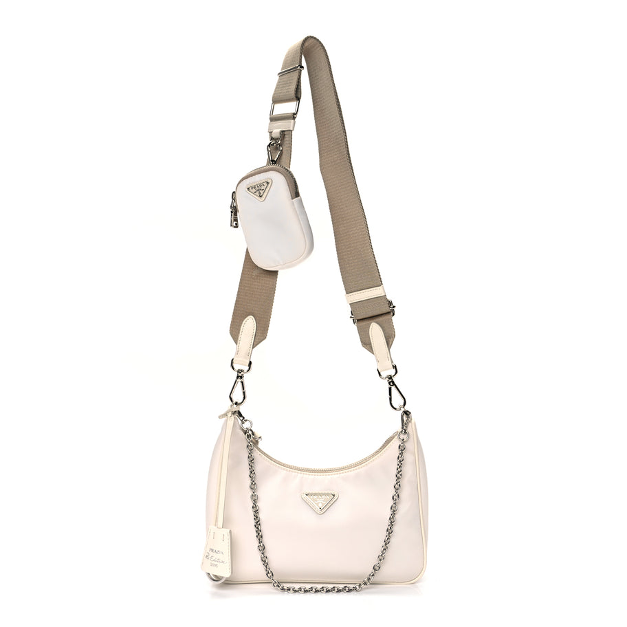Prada Nylon Re-Edition 2005 Shoulder Bag White Image 1