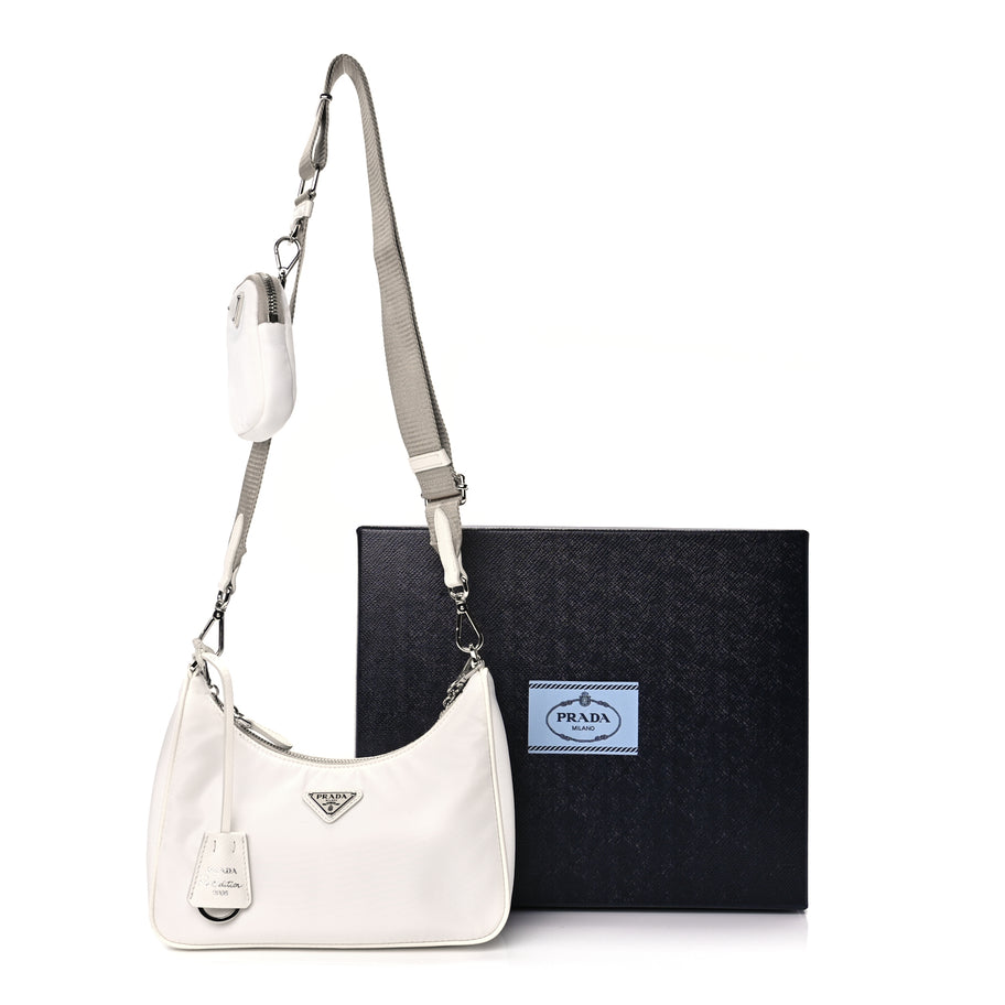 Prada Nylon Re-Edition 2005 Shoulder Bag White Image 8