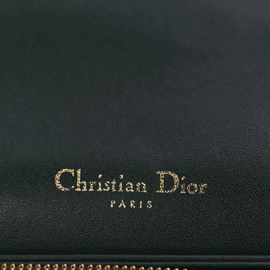 Christian Dior Lambskin Cannage Lady Dior Pouch Dark Green Image 6