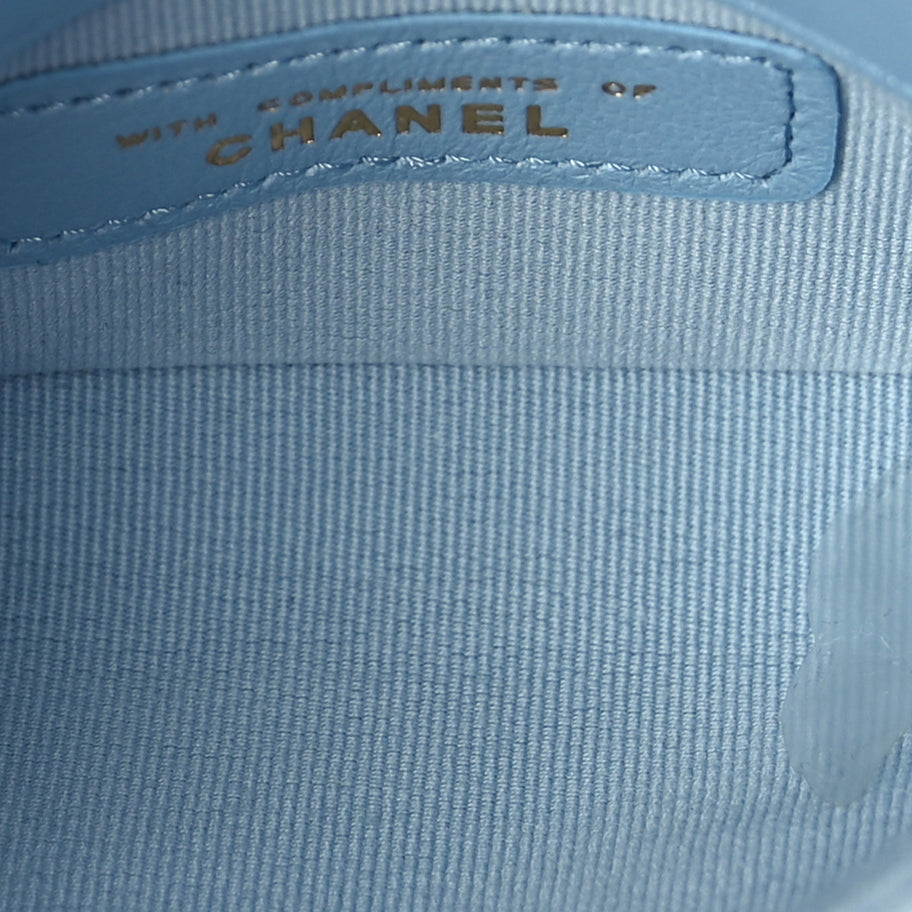 Chanel Lambskin Quilted CC Clutch With Chain Light Blue Image 4