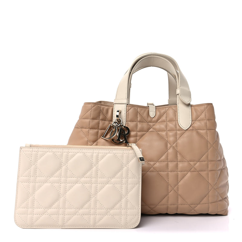  Christian Dior Calfskin Macrocannage Medium Toujours Biscuit Trench Beige