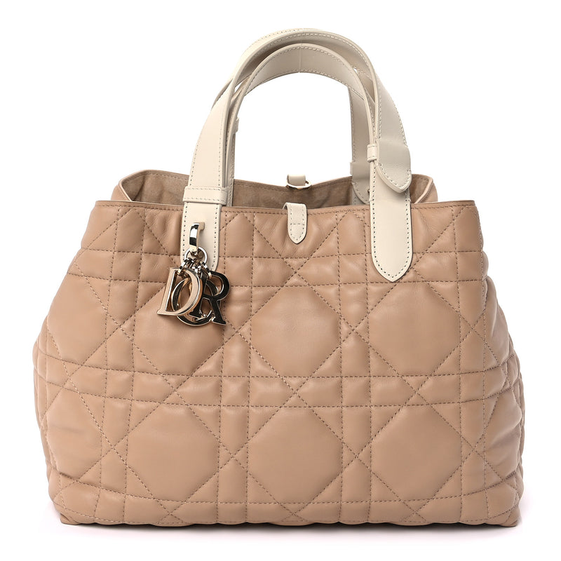  Christian Dior Calfskin Macrocannage Medium Toujours Biscuit Trench Beige