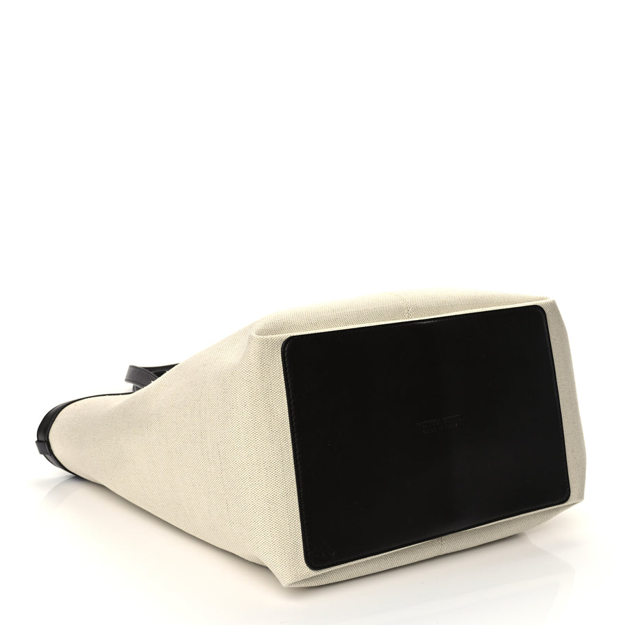 Bottega Veneta Canvas Mix Nappa Intrecciato Medium Flip Flap Tote Natural Fondant Natural/Fondant Image 3