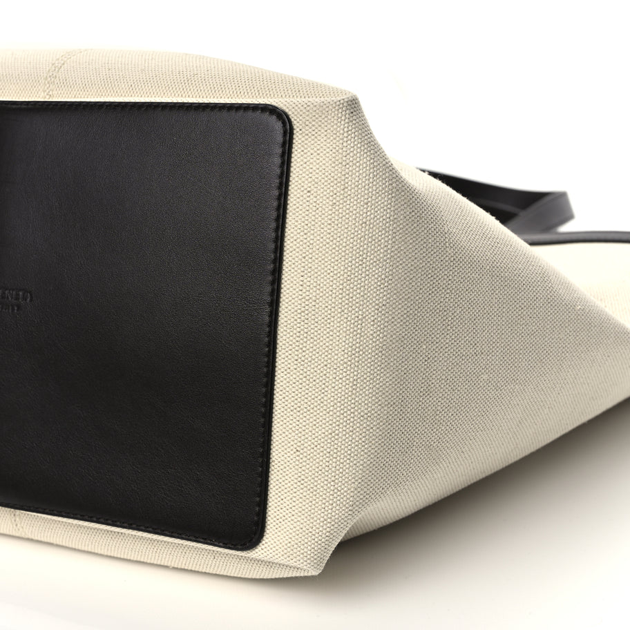 Bottega Veneta Canvas Mix Nappa Intrecciato Medium Flip Flap Tote Natural Fondant Natural/Fondant Image 8