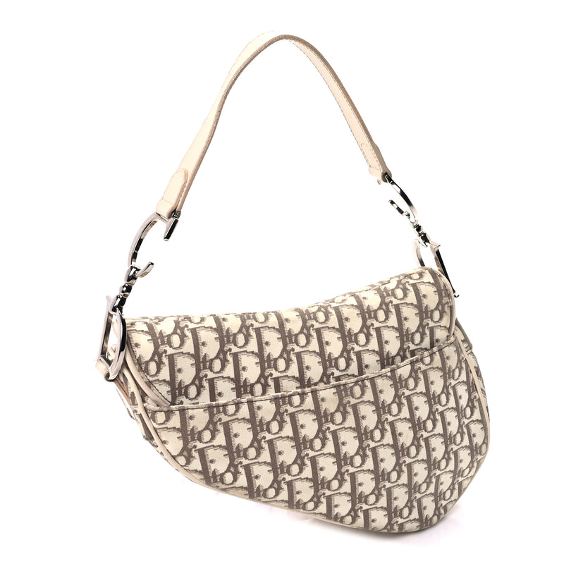  Christian Dior Monogram Vintage Flowers Saddle Bag  Beige