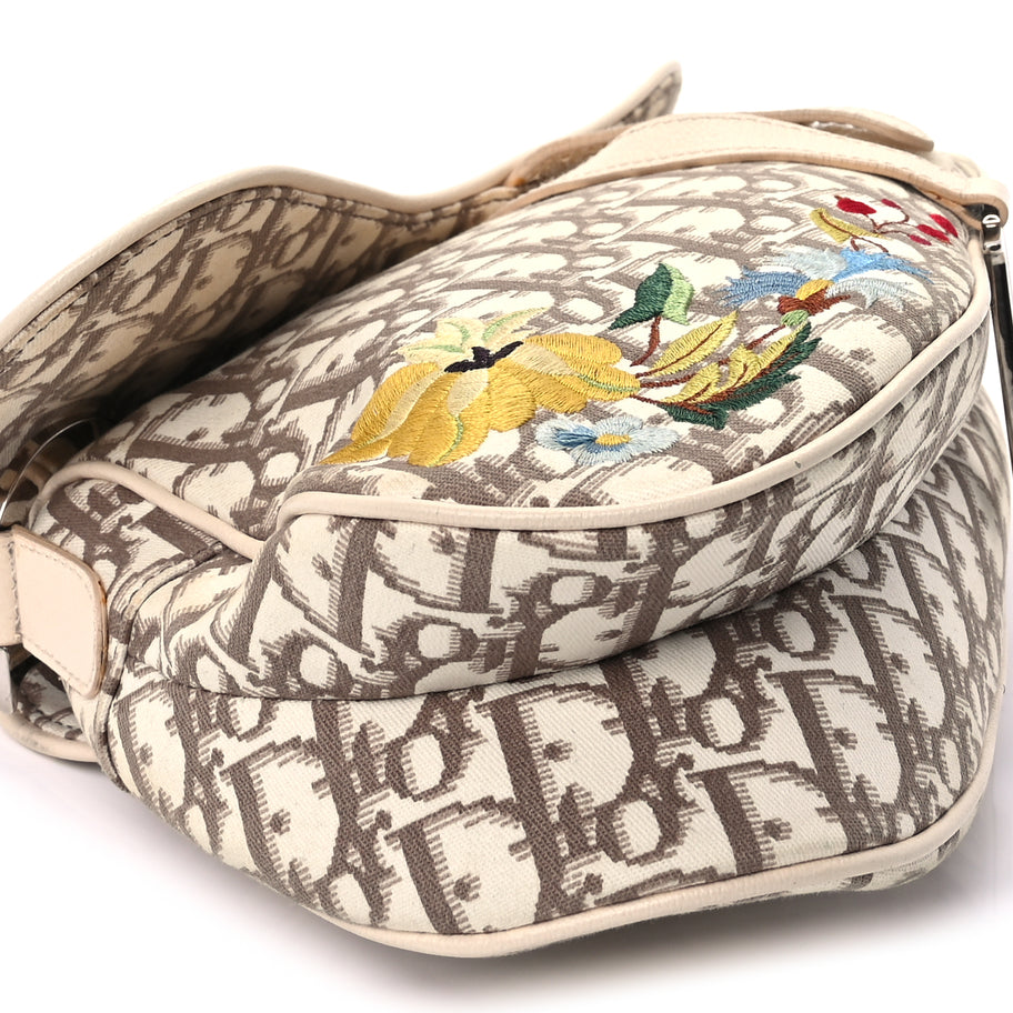 Christian Dior Monogram Vintage Flowers Saddle Bag  Beige Image 7