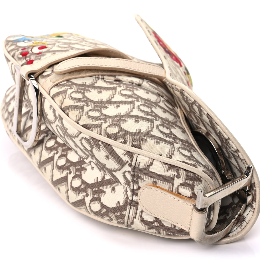 Christian Dior Monogram Vintage Flowers Saddle Bag  Beige Image 8
