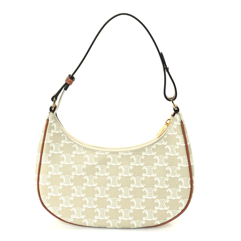  Celine Canvas Calfskin Ava Triomphe Shoulder Bag Grege