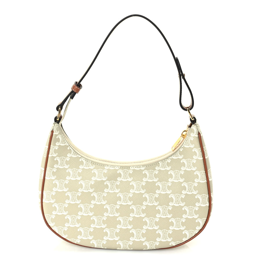 Celine Canvas Calfskin Ava Triomphe Shoulder Bag Grege Image 1