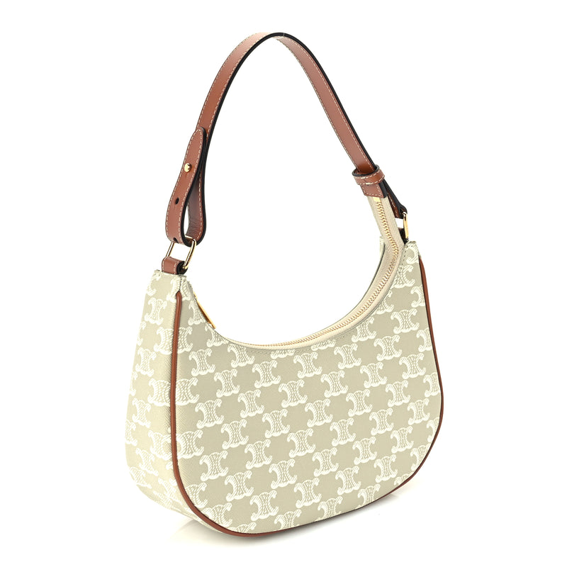  Celine Canvas Calfskin Ava Triomphe Shoulder Bag Grege