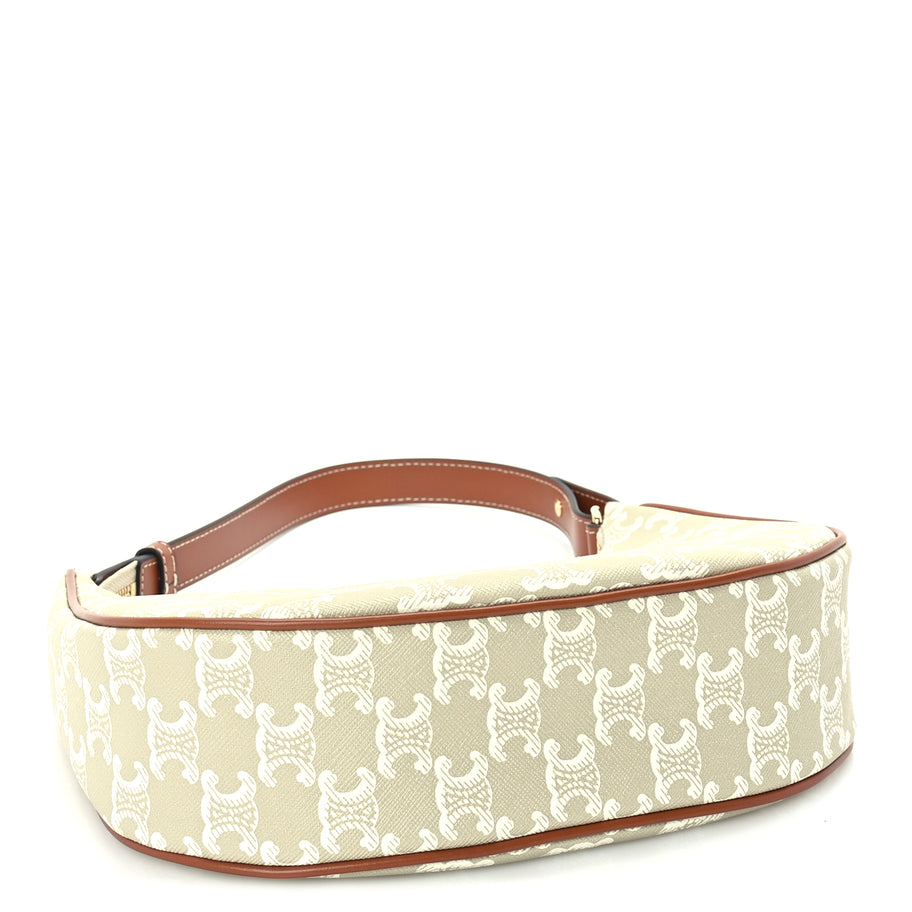 Celine Canvas Calfskin Ava Triomphe Shoulder Bag Grege Image 3