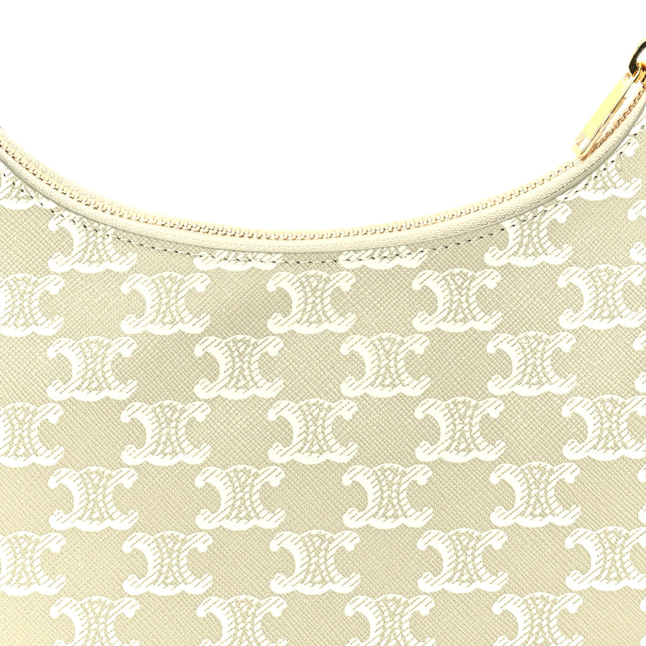 Celine Canvas Calfskin Ava Triomphe Shoulder Bag Grege Image 6