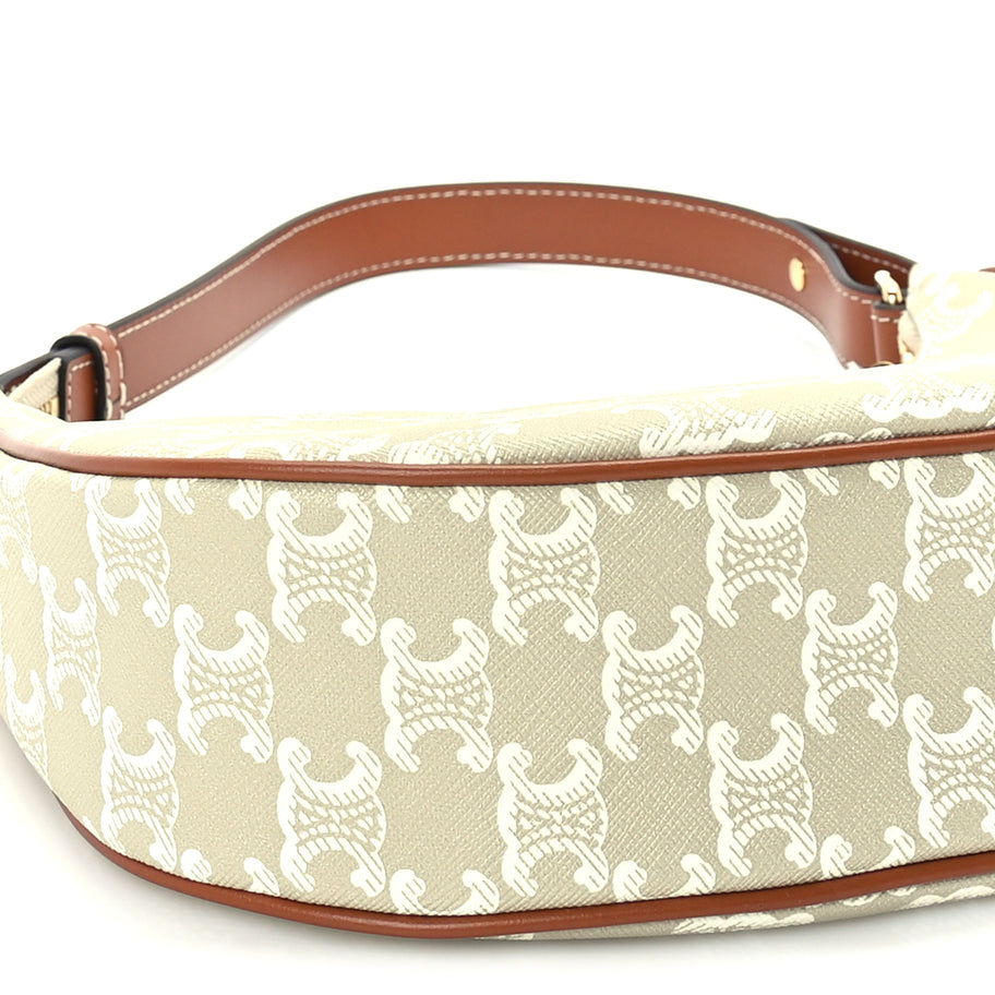 Celine Canvas Calfskin Ava Triomphe Shoulder Bag Grege Image 7