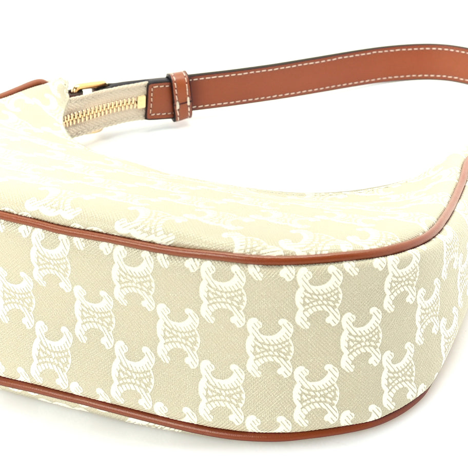 Celine Canvas Calfskin Ava Triomphe Shoulder Bag Grege Image 8