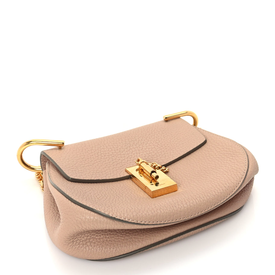 Chloe Grained Lambskin Drew Shoulder Bag Cement Pink Image 3