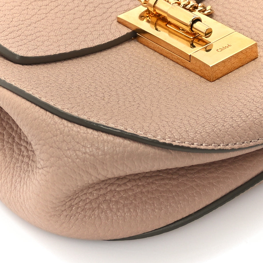 Chloe Grained Lambskin Drew Shoulder Bag Cement Pink Image 7