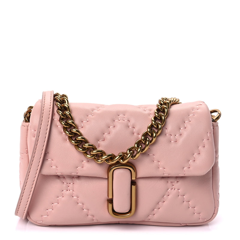  Marc Jacobs Lambskin Quilted Medium J Marc Shoulder Bag Rose