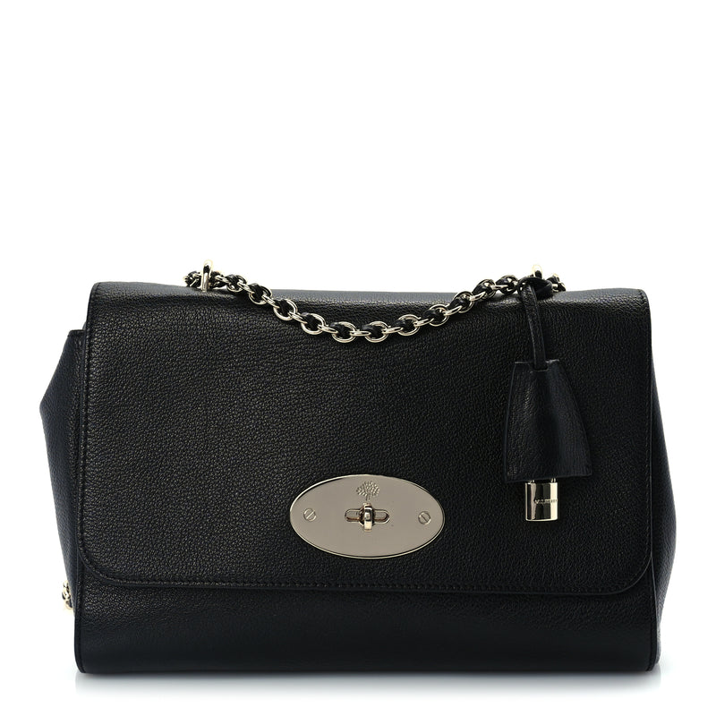  Mulberry Glossy Goatskin Medium Lily Flap Black