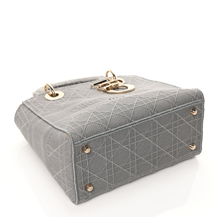 Christian Dior Canvas Embroidered Cannage Lady D-Lite Gray Image 3