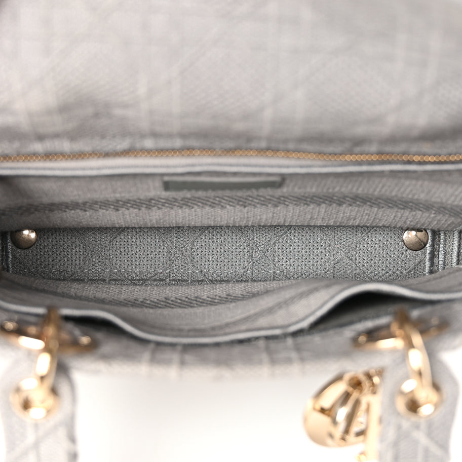 Christian Dior Canvas Embroidered Cannage Lady D-Lite Gray Image 4
