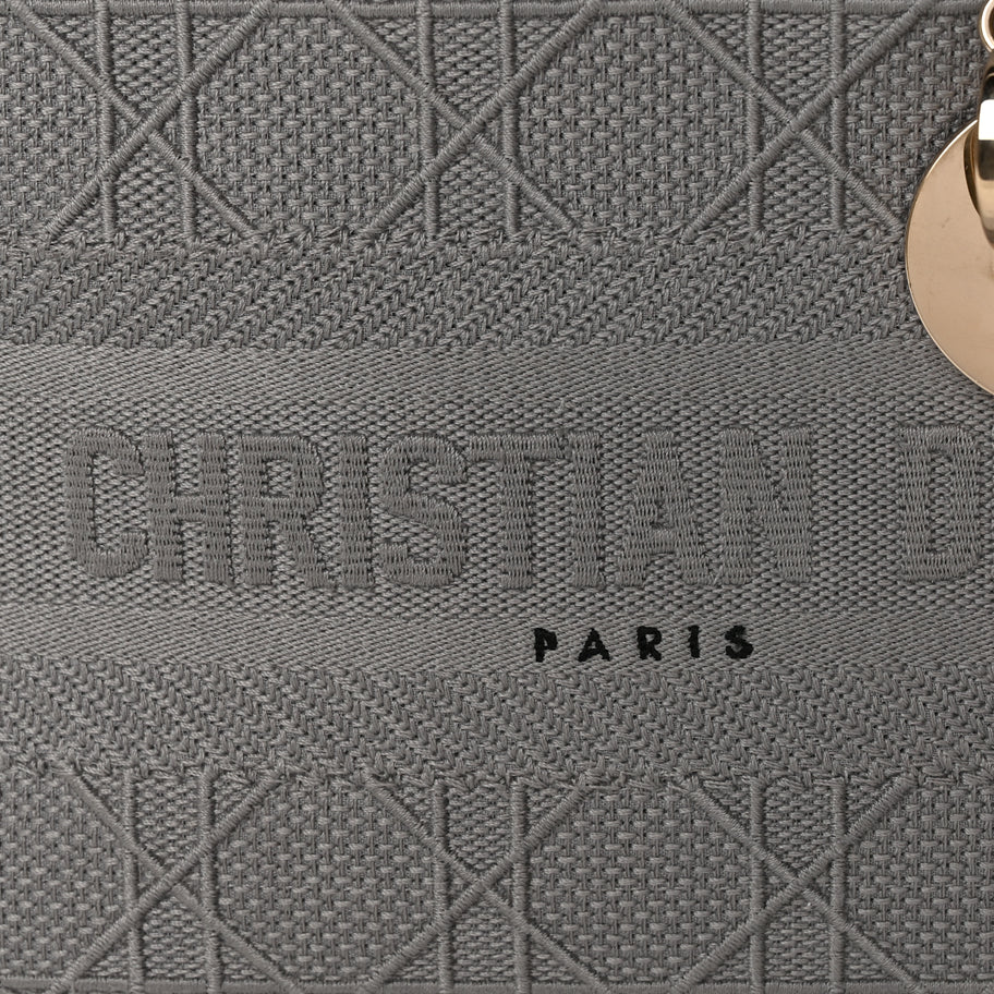 Christian Dior Canvas Embroidered Cannage Lady D-Lite Gray Image 6