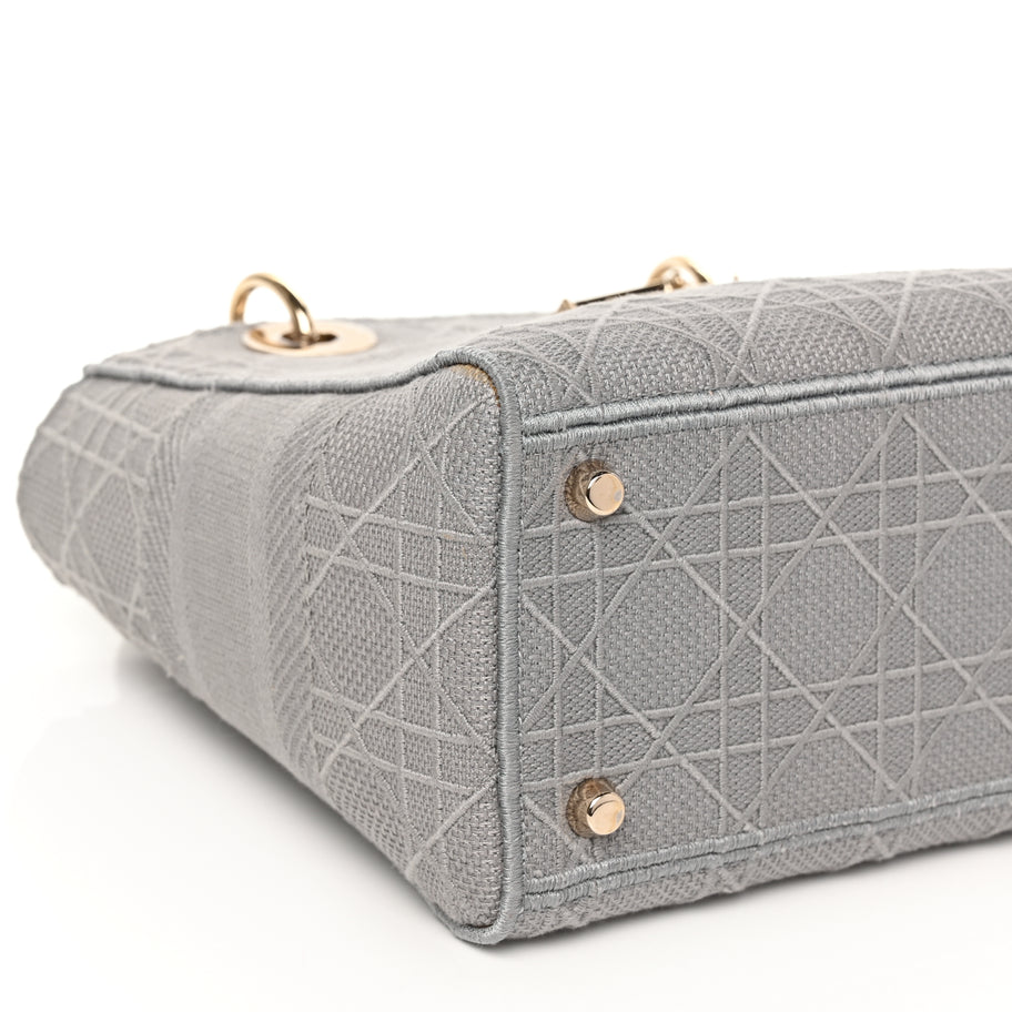 Christian Dior Canvas Embroidered Cannage Lady D-Lite Gray Image 7