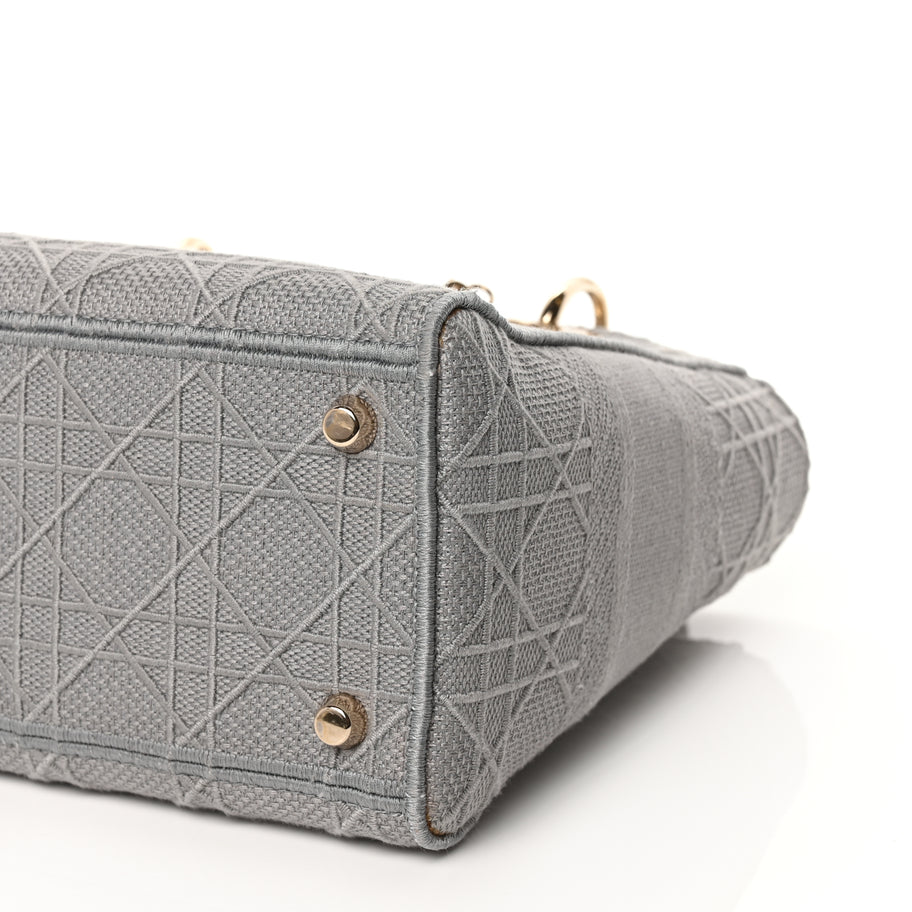 Christian Dior Canvas Embroidered Cannage Lady D-Lite Gray Image 8
