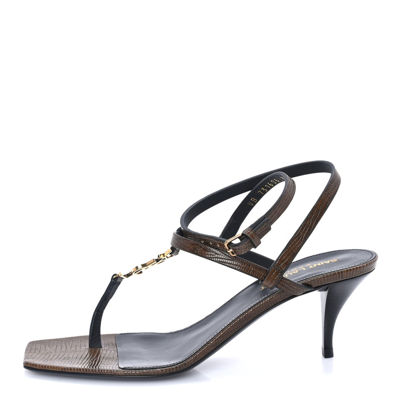  Saint Laurent Calfskin Cassandra 60 Sandals 37.5 Macadamia Brown
