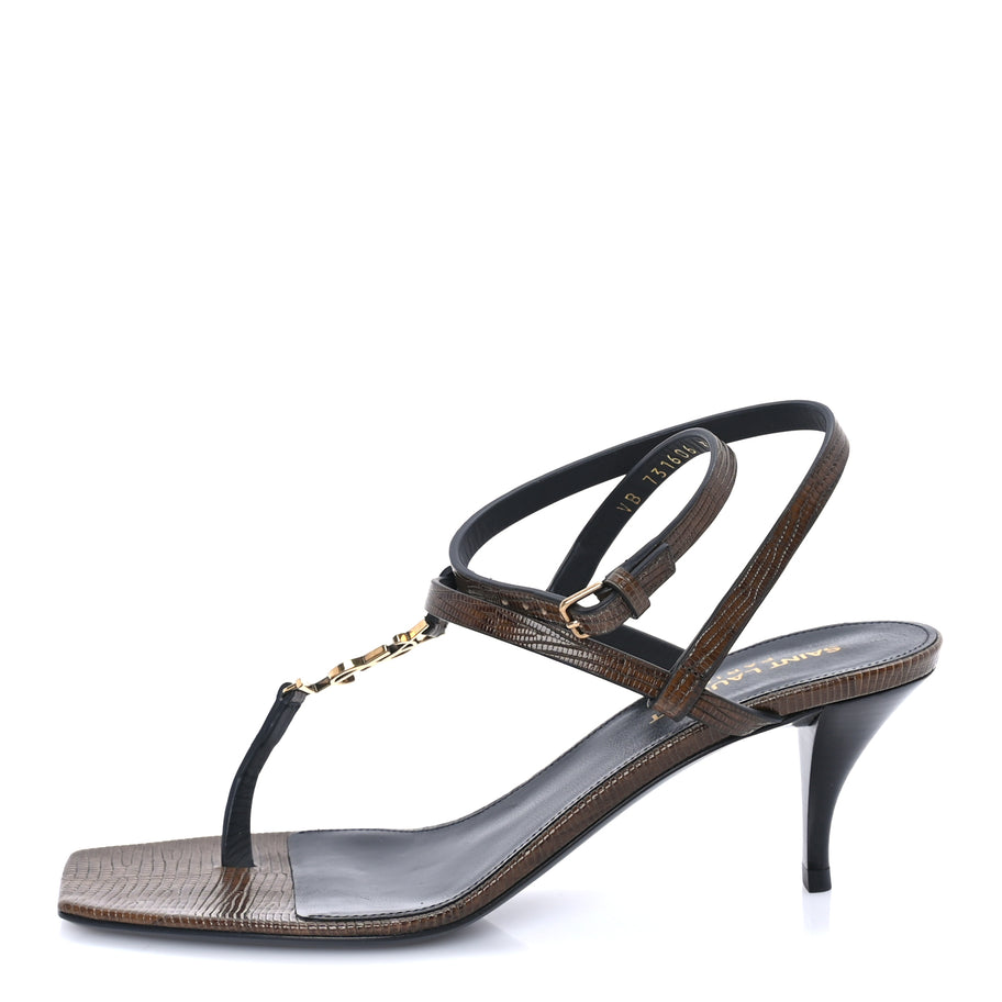 Saint Laurent Calfskin Cassandra 60 Sandals 37.5 Macadamia Brown Image 1