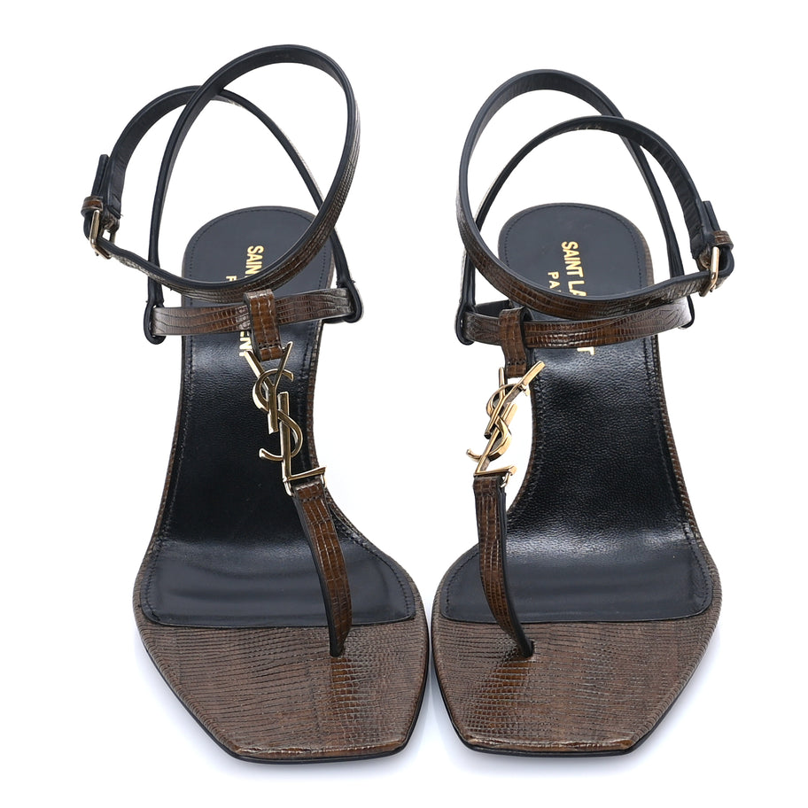 Saint Laurent Calfskin Cassandra 60 Sandals 37.5 Macadamia Brown Image 3