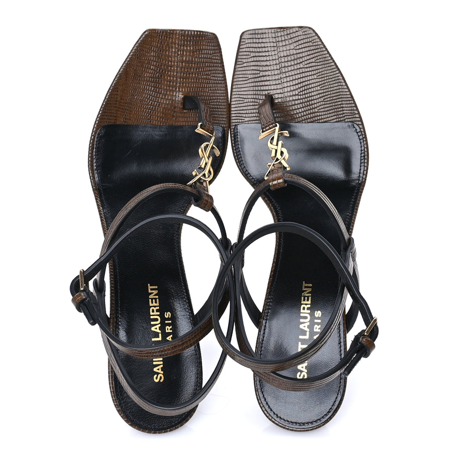 Saint Laurent Calfskin Cassandra 60 Sandals 37.5 Macadamia Brown Image 5
