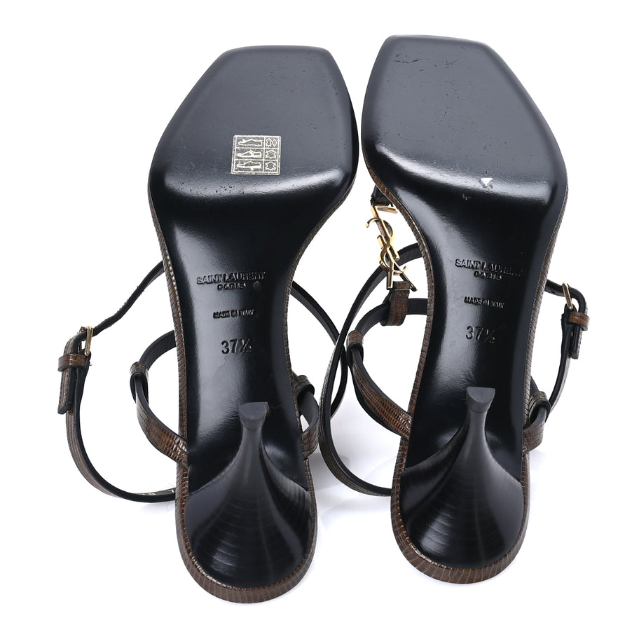 Saint Laurent Calfskin Cassandra 60 Sandals 37.5 Macadamia Brown Image 6