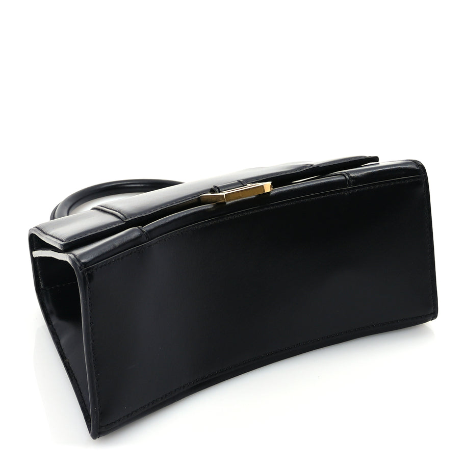 Balenciaga Shiny Box Calfskin Small Hourglass Top Handle Bag  Black Image 3